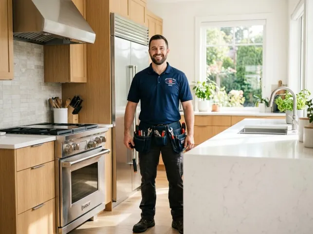 Appliance Repair Hero technician in a Amherst, VA kitchen after an appliance repair
